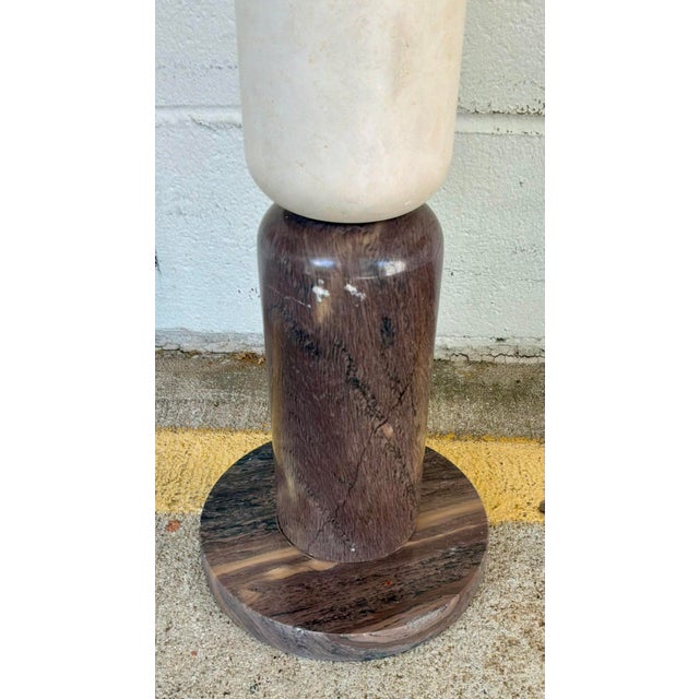 Original retail $1060, stylish Currey & Company Modern Marble and Glass Moreno Side Table, showroom floor sample