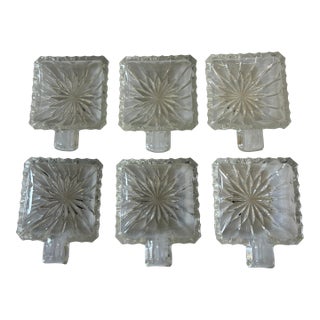Vintage Mid-Century Pressed Glass Starburst Spoon or Knife Rests - Set of 6 For Sale