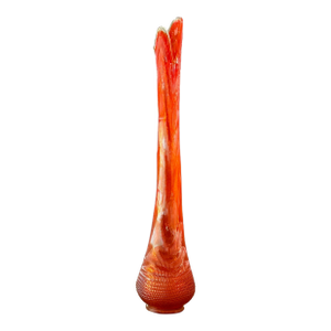 Vintage Le Smith Nubby Butt Orange Amberina Swung Vase - 39”Tall