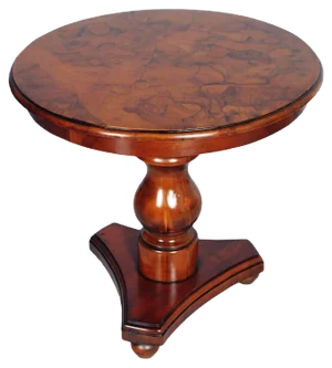 Art Deco Round Side Table in Solid Walnut & Burl Walnut