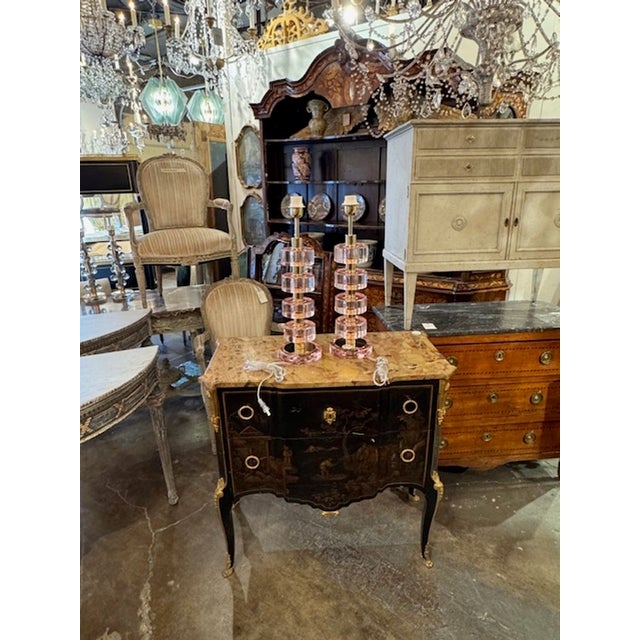 Metal Pair of Murano Glass Disc Lamps For Sale - Image 7 of 7