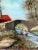 Early 20th Century Art Nouveau Reverse Painting, Mother-of-Pearl Inlay Scottish Highlands Cottage in Ornate Frame For Sale - Image 13 of 18