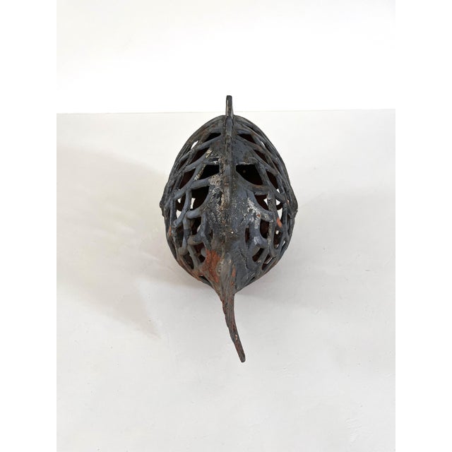 Mid Century Japanese Cast Iron Fish Lantern For Sale - Image 4 of 12