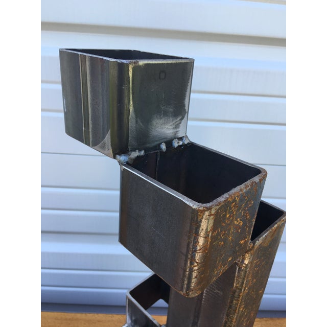 Abstract Vintage Abstract Hand Wrought Iron Industrial Modernist Sculpture For Sale - Image 3 of 10