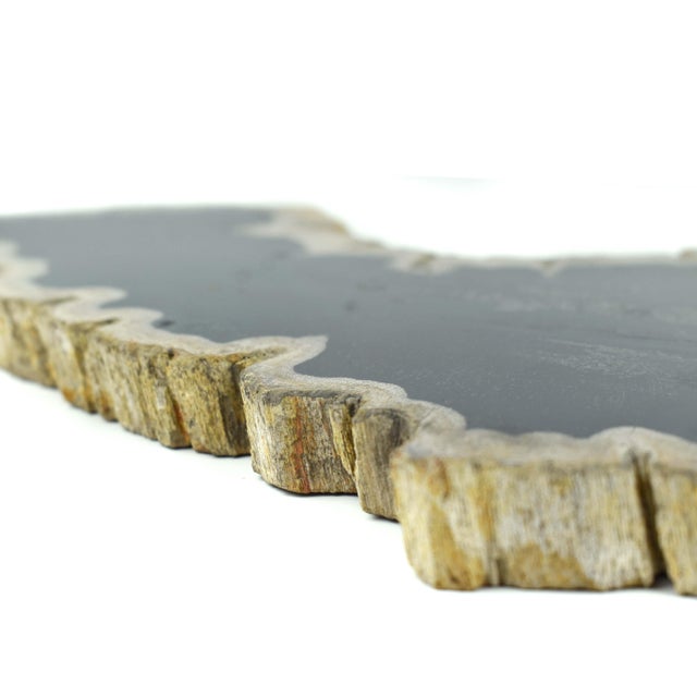 Late 20th Century Solid Stone Slab Serving Cheese Charcuterie Board Platter With Natural Edge For Sale - Image 9 of 11