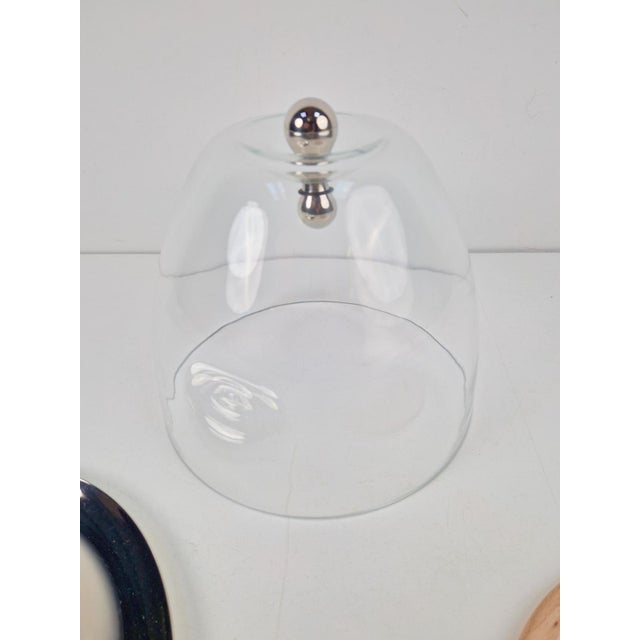 Flow Glass Dome with Serving Dish in Stainless Steel by Gijs Bakker for Royal VKB Walnut, 2000, Set of 3 For Sale - Image 6 of 12