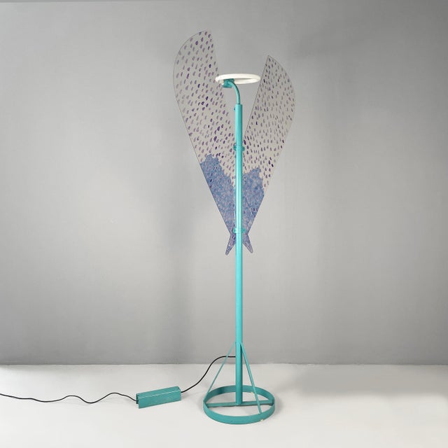 Italian modern metropolitan archangel floor lamp in acrylic glass and metal ugo la pietra, 1977 floor lamp with hand-...