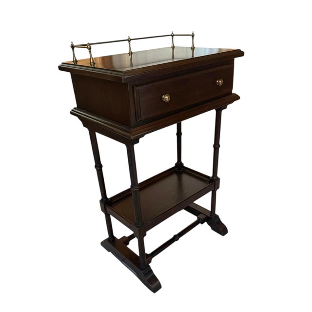 Wood Mid 20th Century Ethan Allen Georgian Court Solid Cherry Telephone Table For Sale - Image 7 of 12