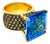Bochic "Orient" Vintage Sapphire & Blue Topaz Ring Set In 18K Gold & Silver For Sale