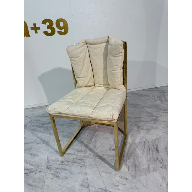 1970s Set of Six Marzio Cecchi Brass and Rattan Dining Chairs, Italy, 1970s For Sale - Image 5 of 12