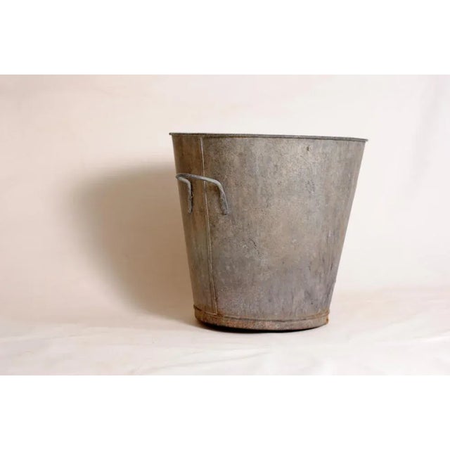 Metal Large Antique Rustic Zinc Bucket, 1890s For Sale - Image 7 of 10