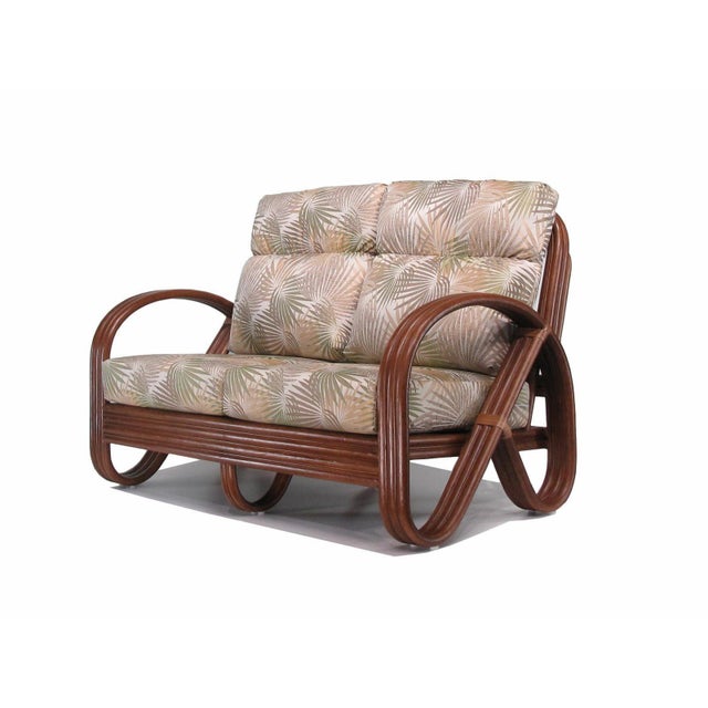 1990s Modernist 3-Strand 3/4 Pretzel "Kauai" Rattan Settee Sofa For Sale - Image 4 of 7