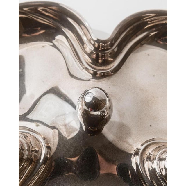 Vintage Silver-Plated Centerpiece with Side Bowls and Egg-Shaped Handle, 1940s For Sale - Image 3 of 11