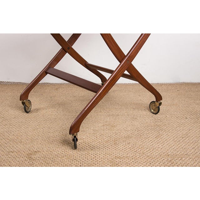 Danish Folding Teak Table on Wheels by Svend Aage Madsen for Illums Bolhigus, 1960s For Sale - Image 15 of 18