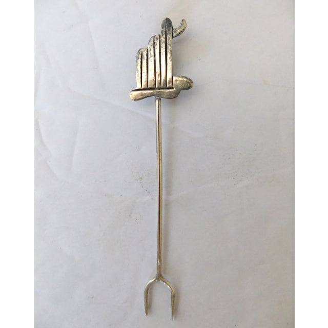 Silver English Sterling Vintage Assorted Home-Themed Appetizer Forks, Set of Eight, MCM For Sale - Image 8 of 11