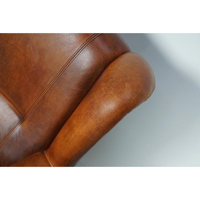 Vintage Dutch Cognac Colored Leather Club Chair For Sale - Image 3 of 18