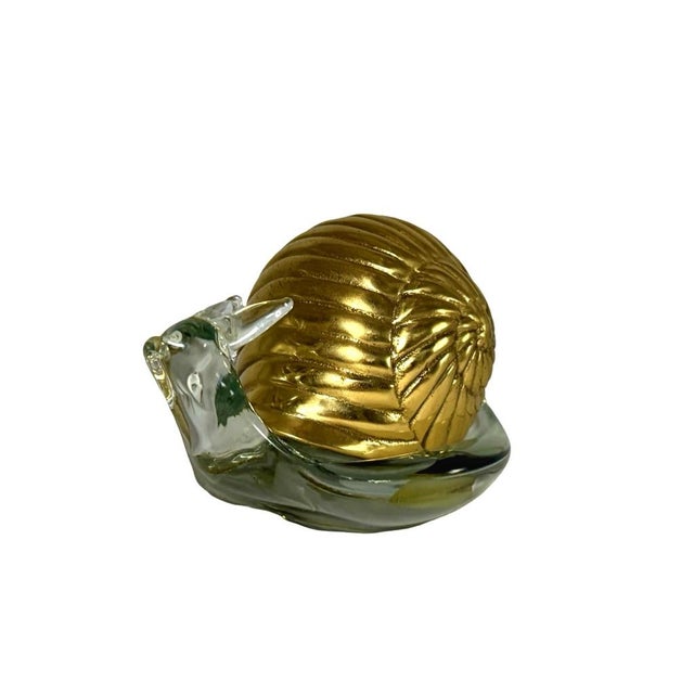 Mid-Century Modern Brass & Glass Snail Figurine Sculpture Decorative Art Collectible For Sale - Image 3 of 12