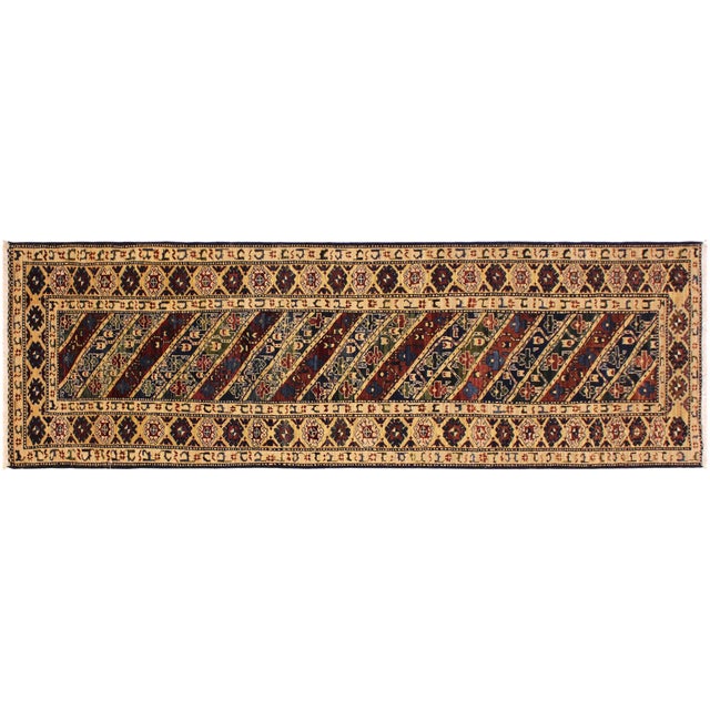 Rustic Ziegler Blue/Ivory Wool Runner Rug- 2'9'' X 9'8'' For Sale - Image 10 of 10