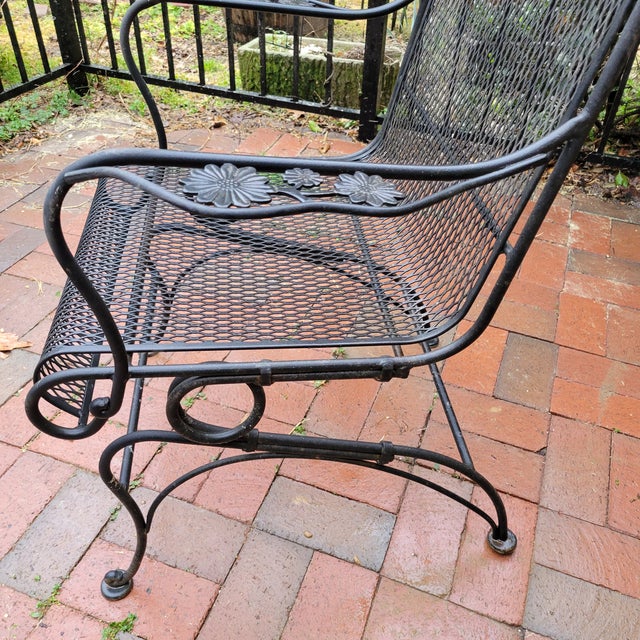 Russell Woodard Outdoor Woodard Briarwood Coil Spring Wrought Iron Chair For Sale - Image 4 of 7