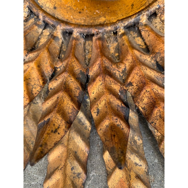 Mid Century Sunburst Ceiling Fixture With Glass Tulip For Sale - Image 12 of 13