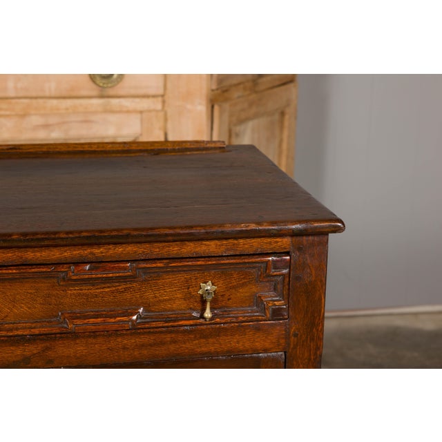 English 19th Century Oak Dresser Base with Geometric Front, Drawers and Doors For Sale - Image 12 of 12