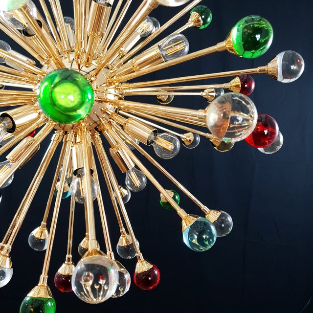 Art Deco Style Sputnik Chandelier in Murano Glass, Venice, Italy, 1981 For Sale - Image 4 of 15