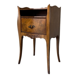 Antique French Louis Xv - Style Burl Wood Top Nightstand For Sale
