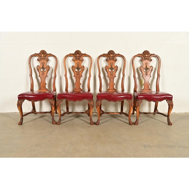 Berkey & Gay Antique Georgian Burled Walnut Dining Chairs, Set of Four For Sale - Image 12 of 12