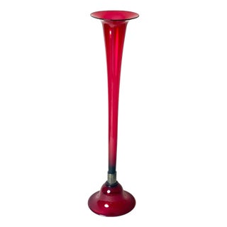 Art Glass Murano Ruby Red Floor Vase, Italy, 1960s For Sale