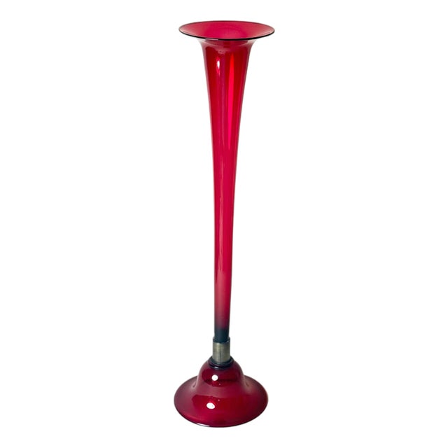 Art Glass Murano Ruby Red Floor Vase, Italy, 1960s For Sale
