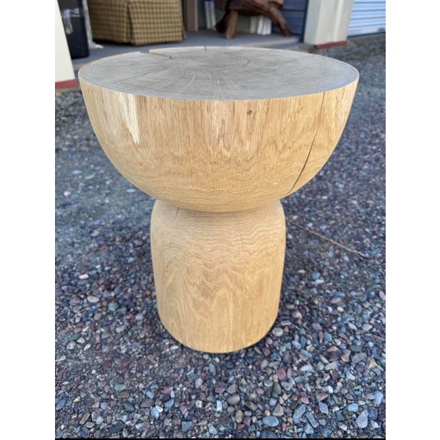 Solid White Oak Turned Side Table For Sale - Image 4 of 4
