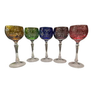 Vintage Nachtmann Bleikristall Cut Crystal Wine Glasses- Set of 5