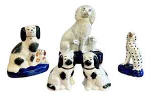 Antique Staffordshire Dog Figurines, 1900, Set of 5