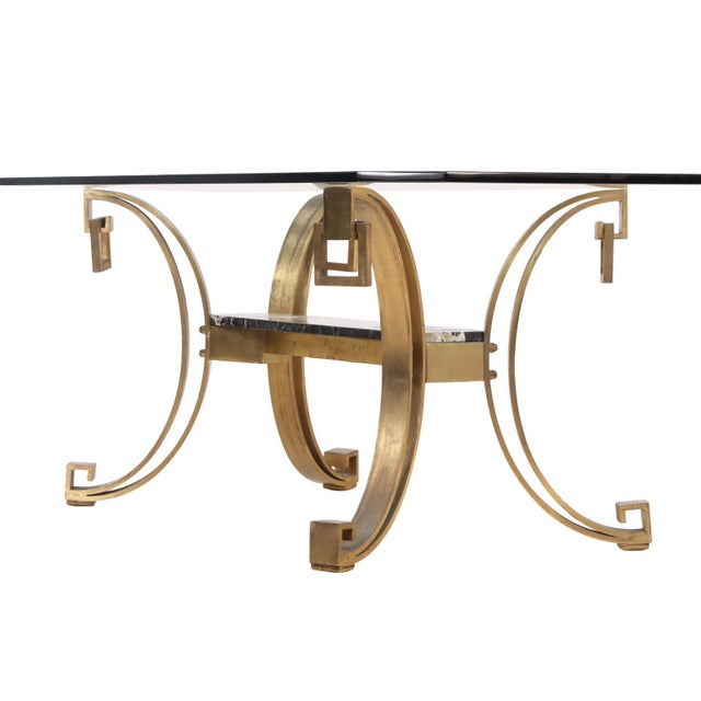 1940s French Art Deco Gilt-Bronze and Glass Table, C 1940. For Sale - Image 5 of 6