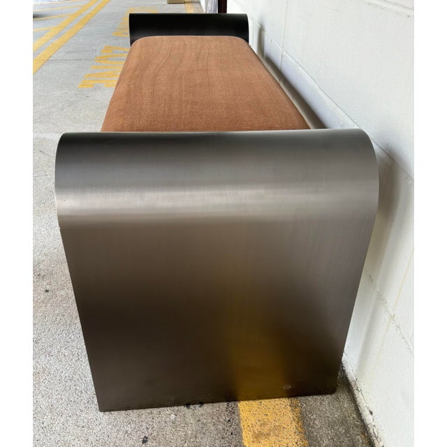 Modern Caracole Modern Chocolate Brown Velvet Beau Bench For Sale - Image 3 of 5