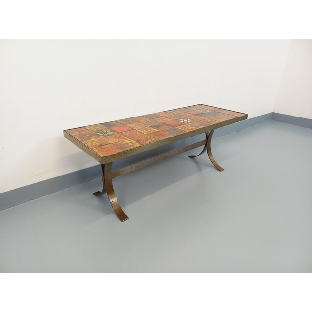 Vintage Rectangular Coffee Table in Steel and Ceramic, 1960s For Sale - Image 13 of 16