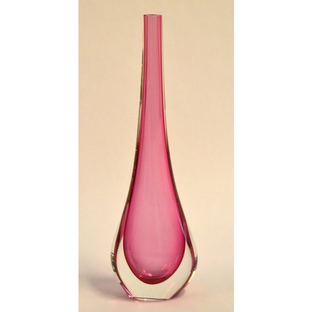 1960 Flavio Poli for Seguso Pink Murano Hand Blown Art Glass Vase Teardrop Shape For Sale - Image 9 of 14