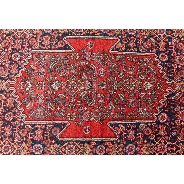 Antique Persian Bidjar Medallion Designed Carpet With Blue's, Red, and Pink For Sale - Image 4 of 10