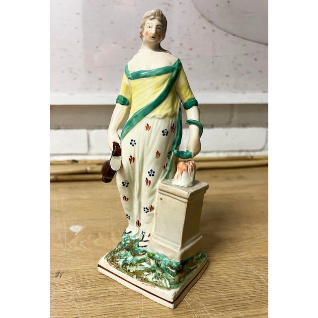 Neoclassical Early 19th Century Georgian Staffordshire Pearlware Neoclassic Greek Figure For Sale - Image 3 of 10