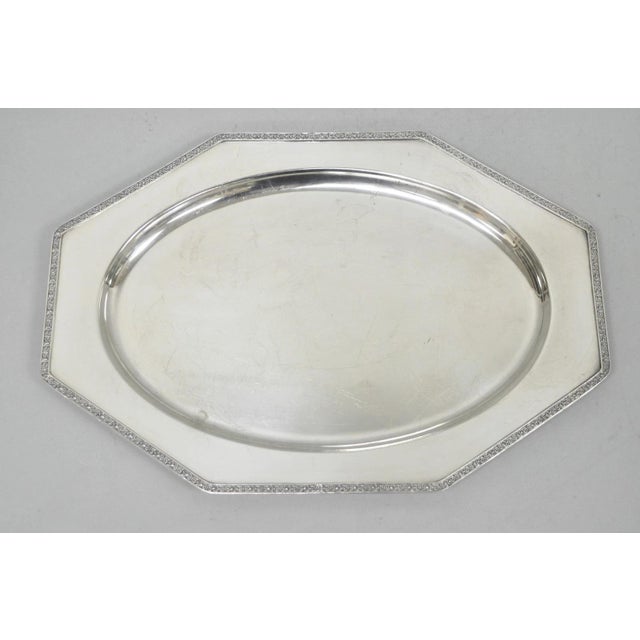 Antique Victorian Andover Sp Co Silver Plated Octagonal Serving Platter Tray For Sale - Image 10 of 11