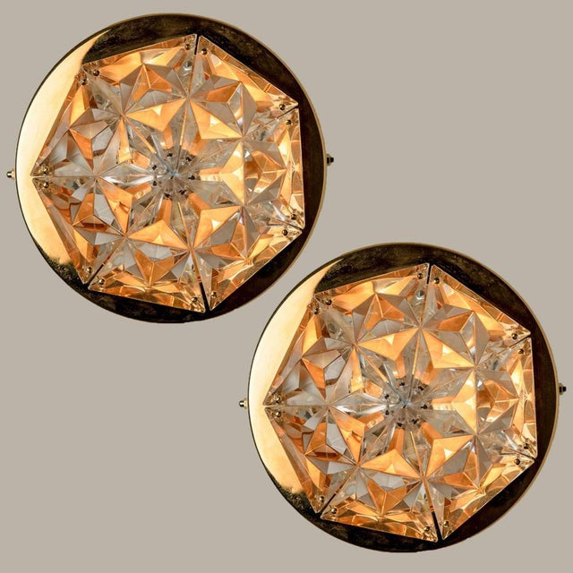 1970s Gold-Plated Crystal Glass Wall Lights from Kinkeldey, Germany, 1970s, Set of 2 For Sale - Image 5 of 13