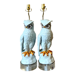 Vintage Italian Glazed Ceramic Owls - A Pair