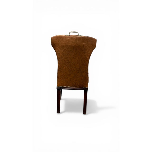 Chippendale Ralph Lauren Tufted Brown Leather Desk Chair For Sale - Image 3 of 8