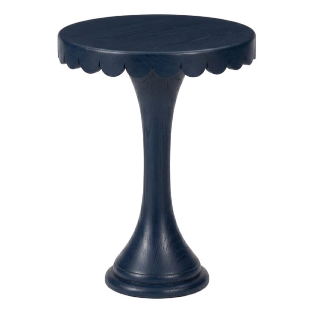 Scalloped Round Drink Table Navy Blue For Sale