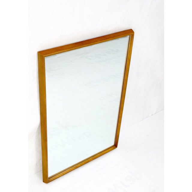 Brown Danish Mid Century Modern Sleek Frame Rectangle Wall Mirror For Sale - Image 8 of 9