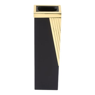 Vintage Murano Black Glass and Draped Brass Vase, Italy, 1960's For Sale