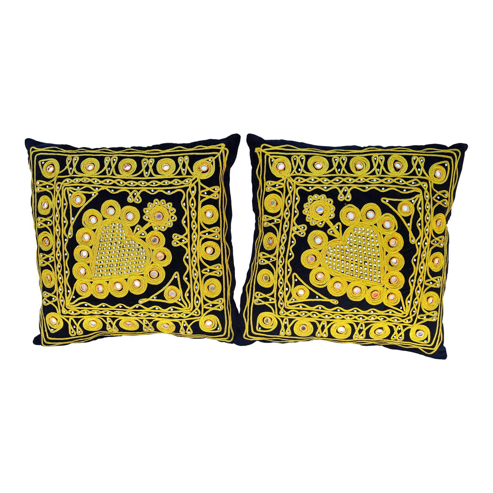 Vintage Moroccan Pillows With GoldPatterned Motif Set of 2 Chairish