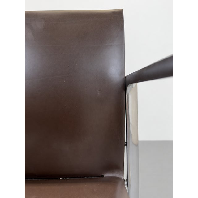 Metal Eve 184 Armchairs in Leather and Steel by Piero Lissoni for Cassina, 2010s, Set of 6 For Sale - Image 7 of 9