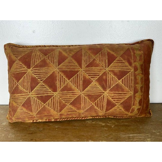 A refined decorative pillow crafted from an authentic Fortuny printed cotton textile on the front, featuring a...