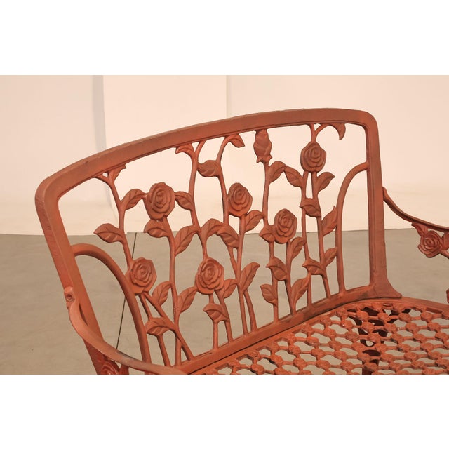 Cast Aluminum Vintage Rose Garden Bench For Sale - Image 4 of 18